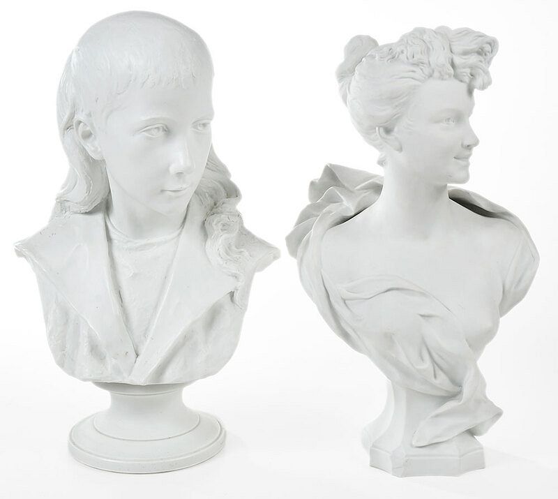 Appraisal: Two Parian Busts Ernest Sperlacken probably Continental late th th