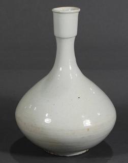 Appraisal: Korean Porcelain Stick Neck Vase Korean glazed porcelain bottle vase