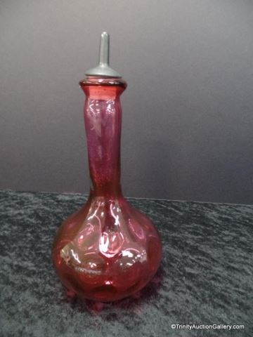 Appraisal: Fenton Dot Optic Ruby Overlay Barber's Bottle Vintage barber shop