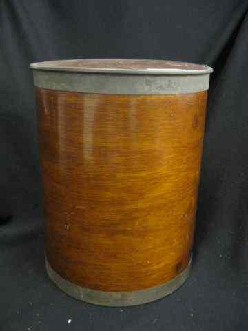 Appraisal: Wooden Space Box '' diameter '' tall metal straps