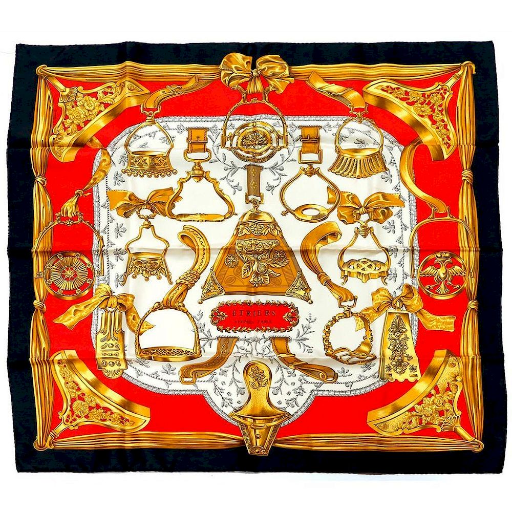 Appraisal: Hermes Silk Scarf Etriers boxed new condition