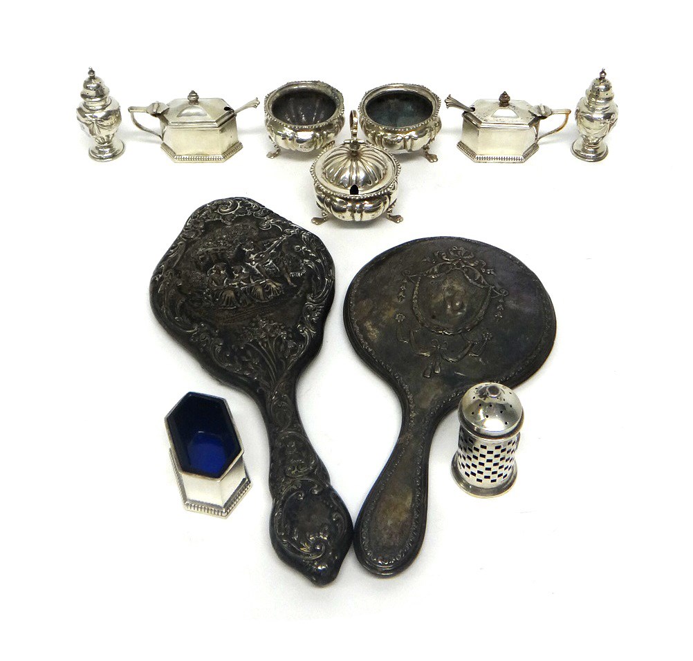 Appraisal: Silver and silver mounted wares comprising a pair of salts