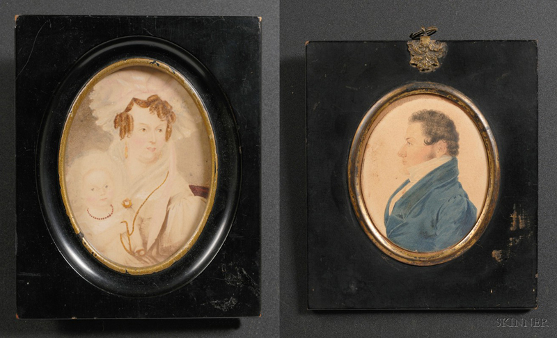 Appraisal: Two Framed Portrait Miniatures of a Gentleman and a Woman