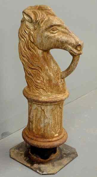 Appraisal: Cast iron horse head hitching post finial h