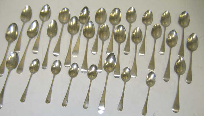 Appraisal: ENGLISH TH CENTURY SILVER SPOONS Old English pattern assorted tea