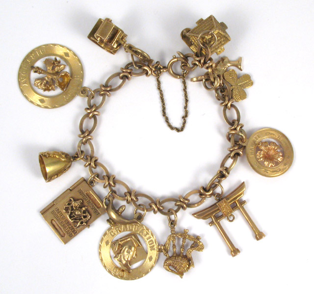 Appraisal: TEN KARAT GOLD CHARM BRACELET - in length and weighing