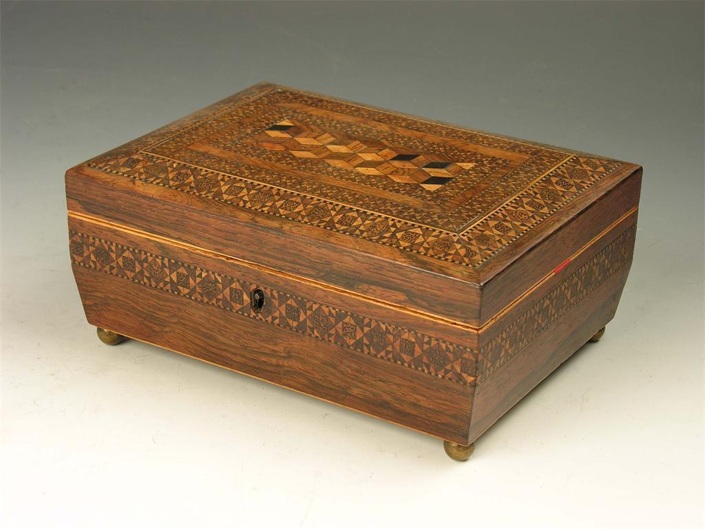 Appraisal: A Regency Tunbridgeware rosewood sewing box