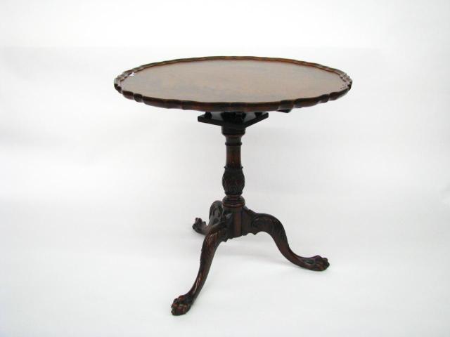 Appraisal: Chippendale style bird cage tea table carved tripod pedestal base