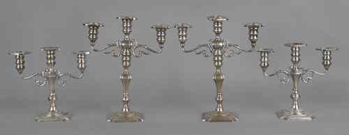 Appraisal: Two matching pair of sterling silver weighted candelabra h and