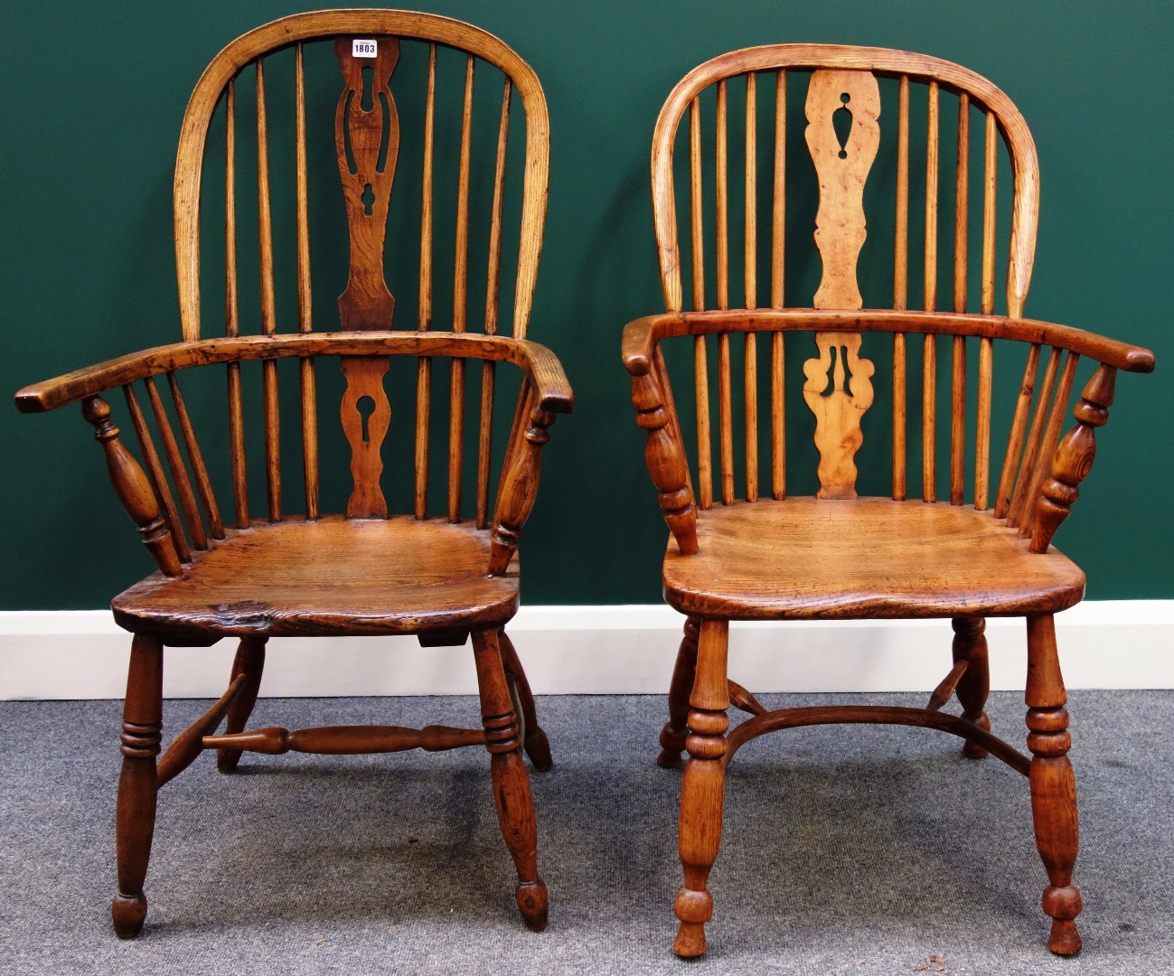 Appraisal: An early th century ash and elm Windsor chair with