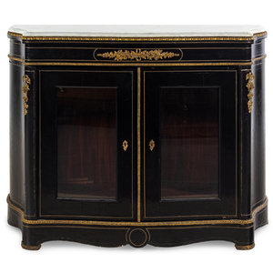 Appraisal: A Napoleon III Style Ebonized Marble-Top Cabinet Late th Century