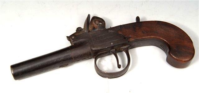 Appraisal: A TH CENTURY 'LADY' PISTOL with flint lock marked 'Hereford'