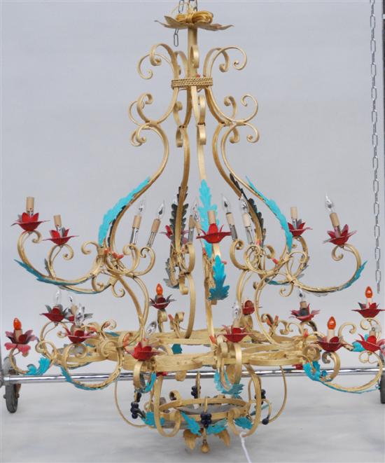 Appraisal: LIGHT WROUGHT IRON CHANDELIER H