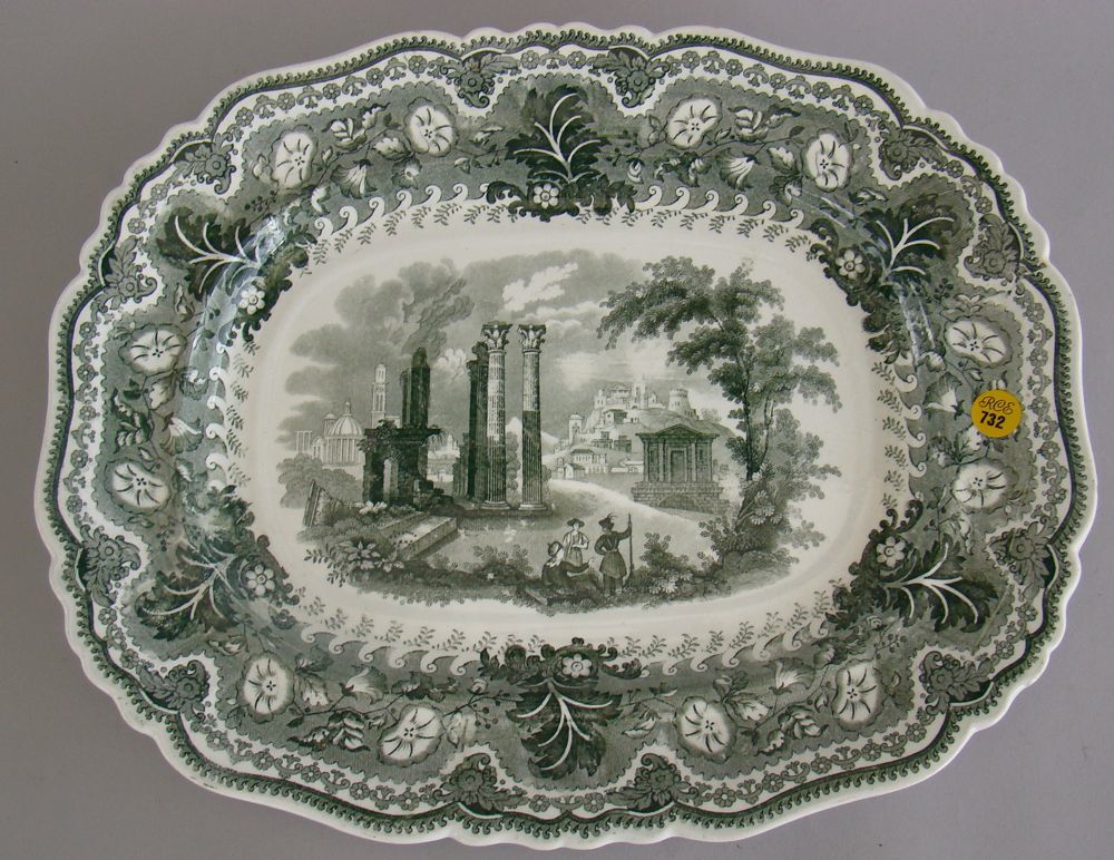 Appraisal: STAFFORDSHIRE PLATTER Circa sIn dark green transfer Acropolis pattern on