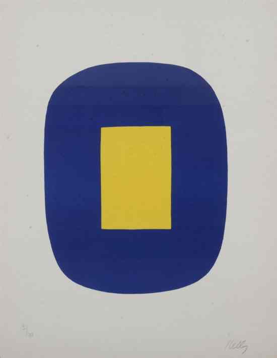 Appraisal: ELLSWORTH KELLY American b BLUE WITH YELLOW UNTITLED signed and