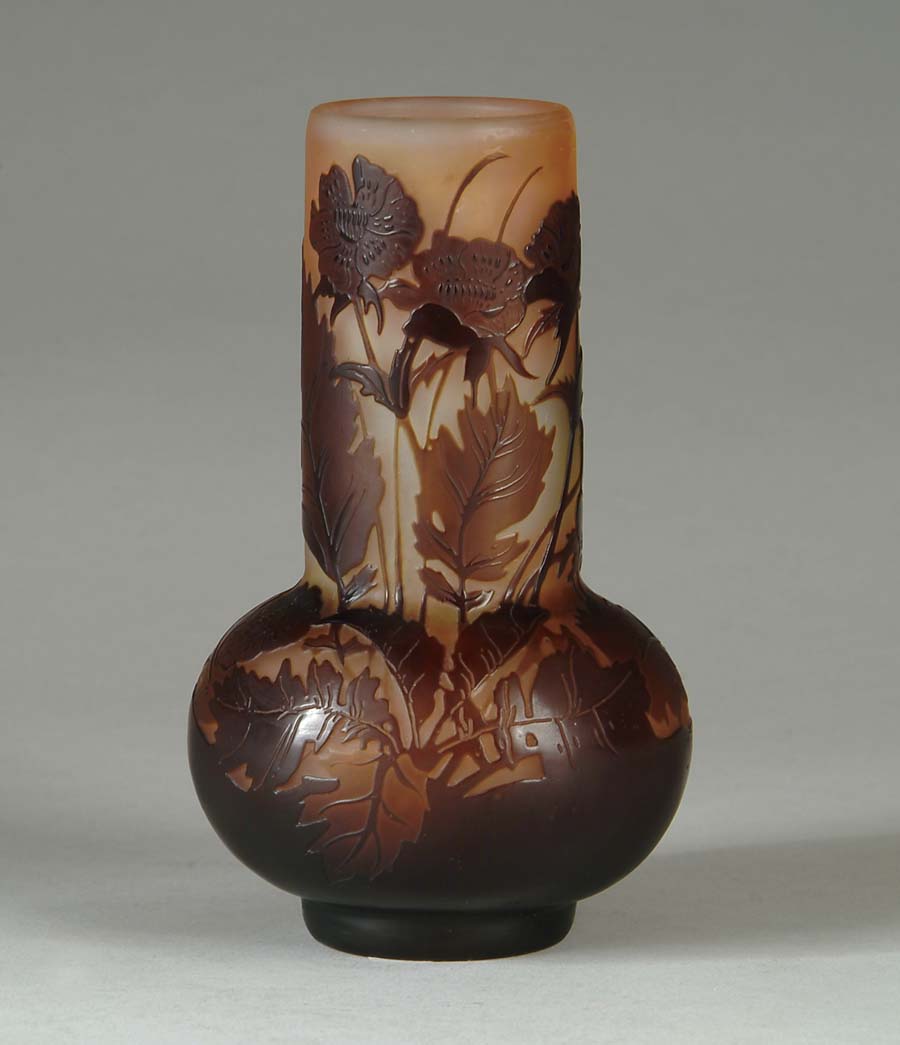 Appraisal: GALLE CAMEO VASE Vase begins with a background of peach