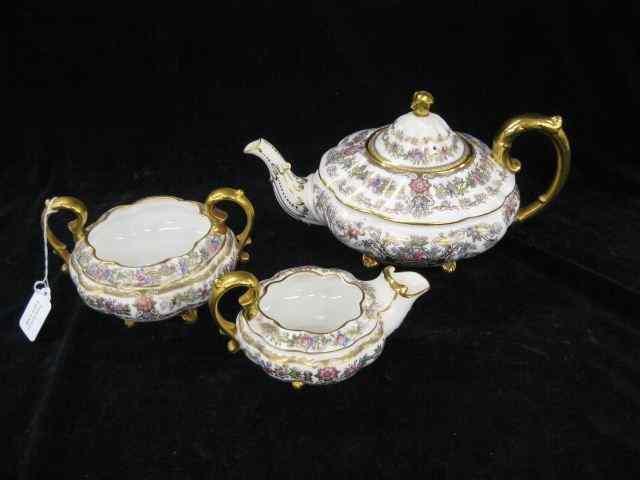 Appraisal: Royal Stafford Bone China Tea Set elegant floral gold footed