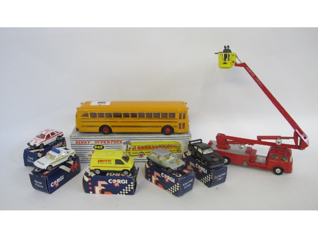 Appraisal: Lot comprising boxed Dinky school bus Corgi Snorkel fire engine