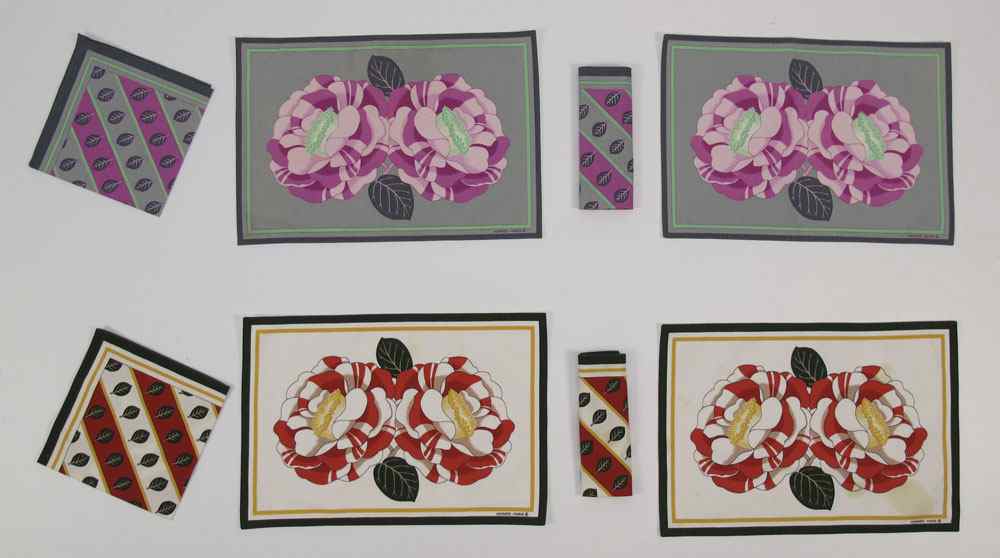 Appraisal: SET OF HERMES PARIS PLACEMATS Bold flower design in two