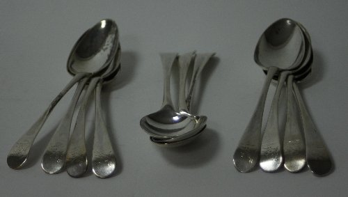 Appraisal: Eleven George III silver dessert spoons John Langlands I John