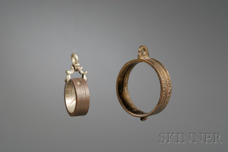 Appraisal: Two Brass Ring Dials with calibrated inner edges suspension rings