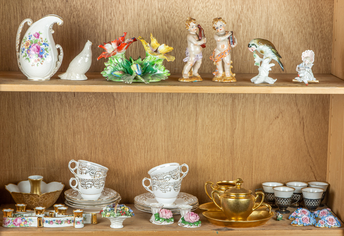 Appraisal: Two shelves of ceramic table articles including Pickard tooled gilt