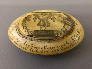 Appraisal: Carved snuff box German carved oval bone snuff box th