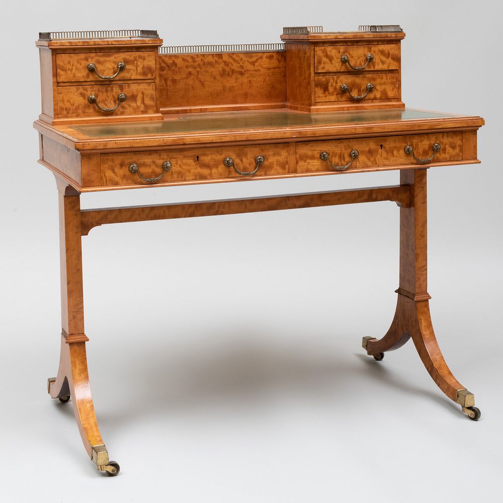 Appraisal: Edwardian Birch Writing Desk Stamped Wright Mansfield Bond Street x