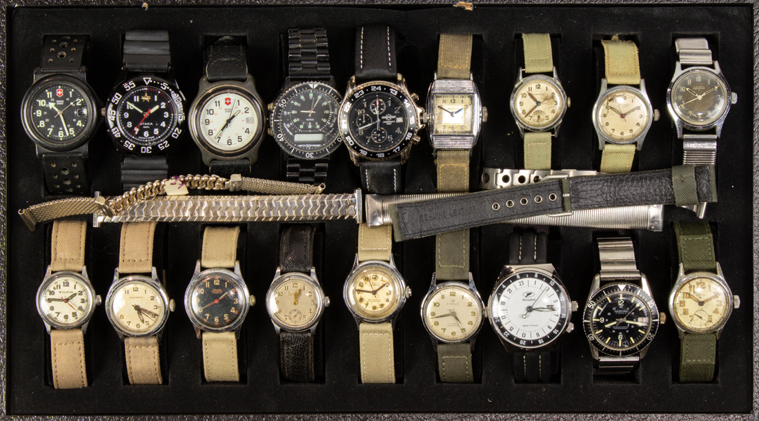 Appraisal: Collection of vintage sporting and military style watches with marks