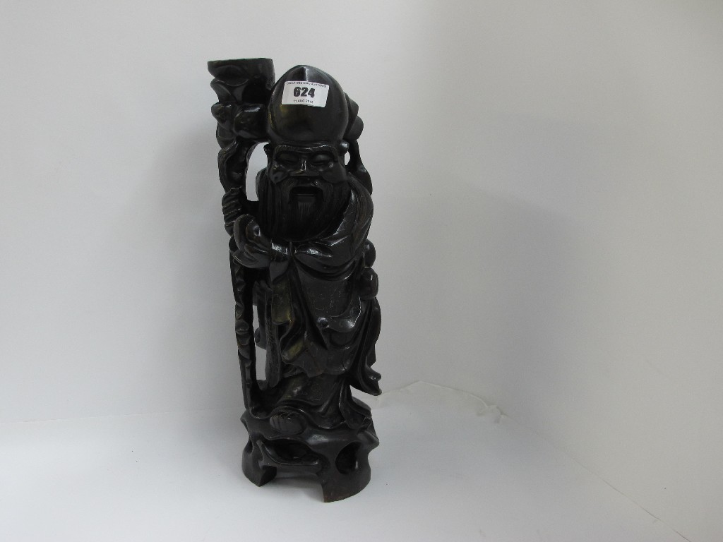 Appraisal: Chinese hardwood Sage figural lamp base