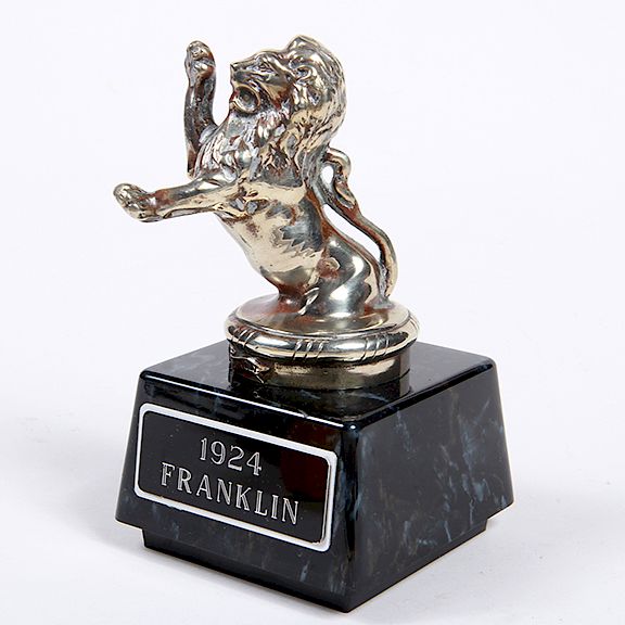 Appraisal: Franklin Mascot Hood Ornament - Vintage Franklin Aura Vincit lion