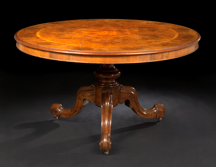 Appraisal: Victorian Walnut Center Table third quarter th century the tilting