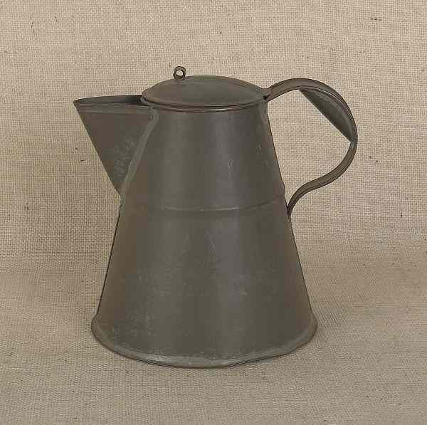 Appraisal: Pennsylvania tin coffee pot th c stamped P G Mowrey