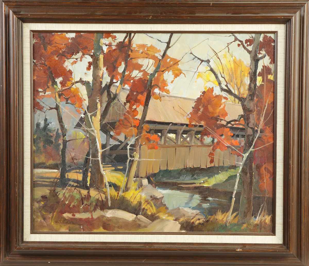 Appraisal: Walter Thomas Sacks American - Covered bridge scene Sgn Lower