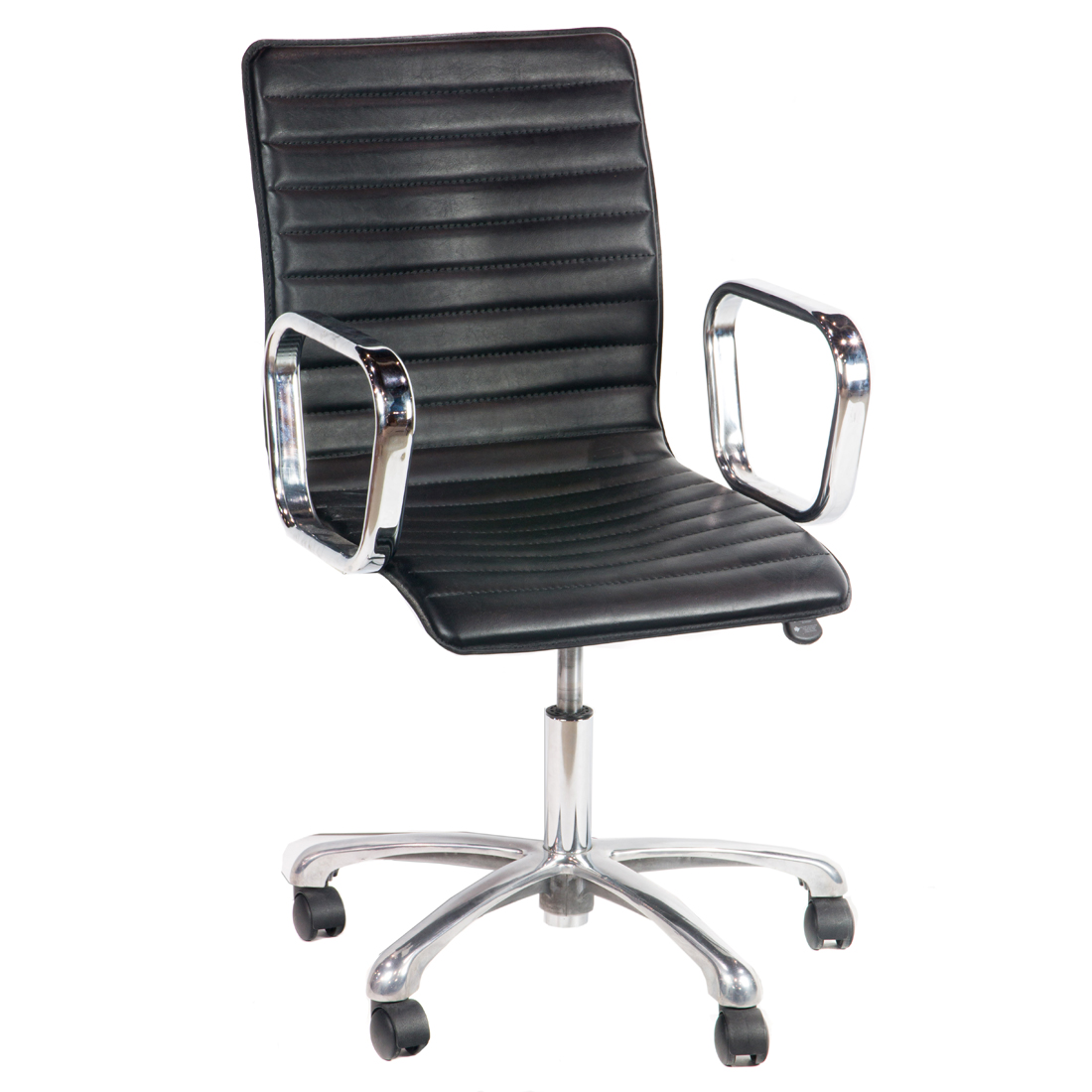 Appraisal: A CRATE AND BARREL RIPPLE BLACK LEATHER OFFICE CHAIR A