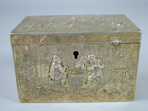 Appraisal: A Dutch rectangular silver gilt box late th century the