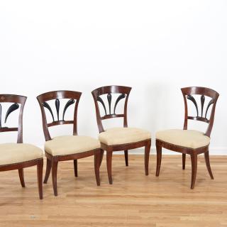 Appraisal: Set Italian parcel ebonized fruitwood chairs Set Italian parcel ebonized