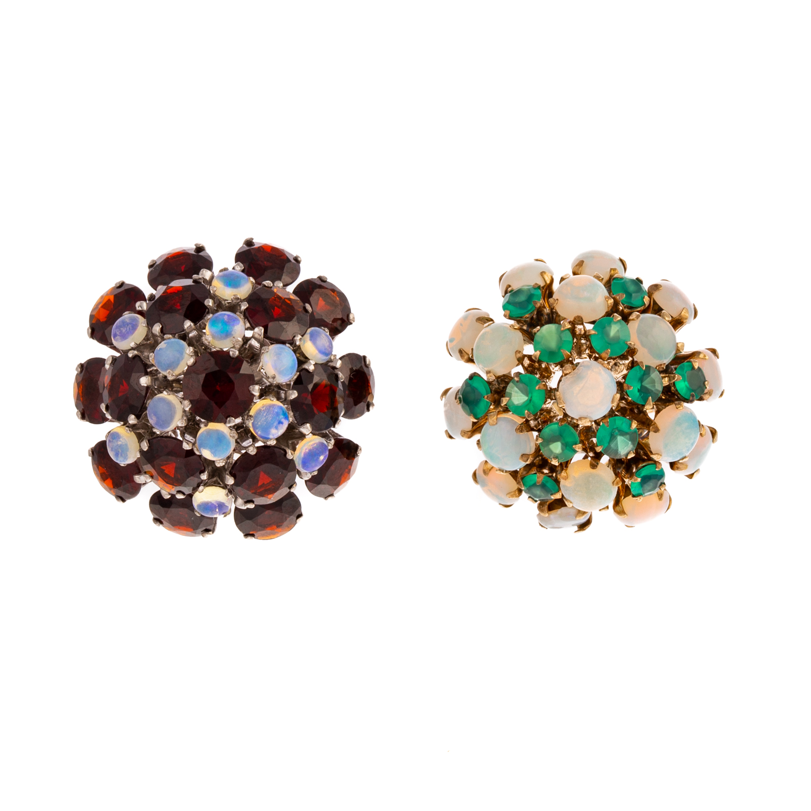 Appraisal: A PAIR OF BOMBE GEMSTONE RINGS IN GOLD K white