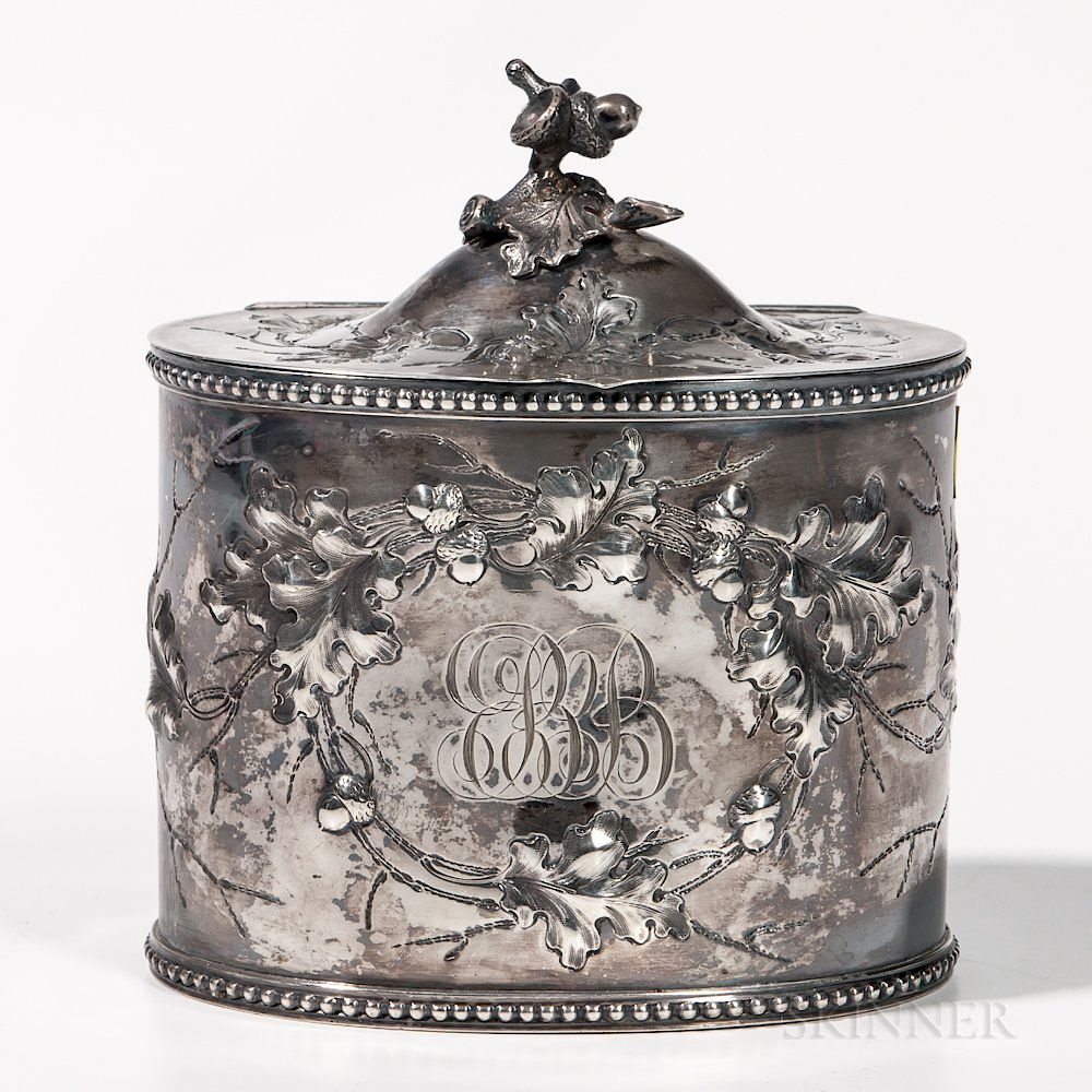 Appraisal: Jones Ball Co Coin Silver Tea Canister Jones Ball Co