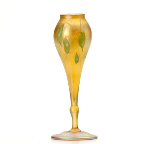 Appraisal: TIFFANY STUDIOS Gold Favrile glass floriform vase internally decorated with