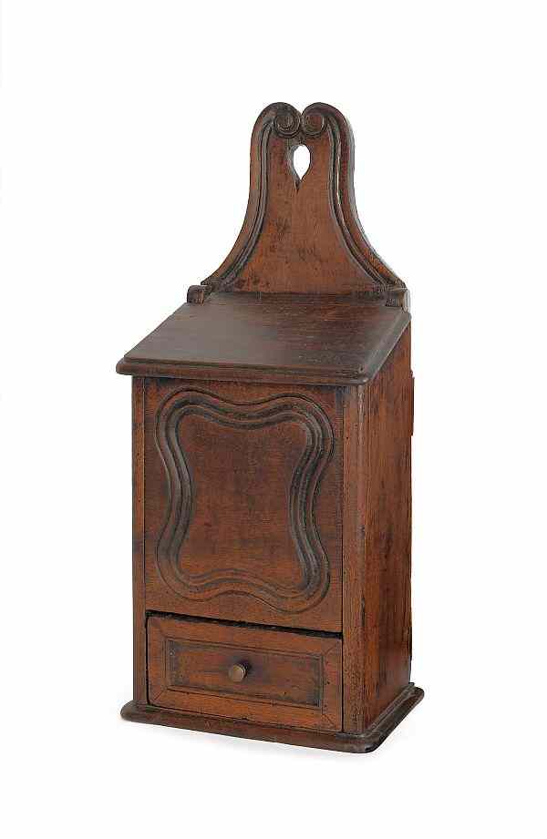 Appraisal: French walnut hanging pipe box early th c h w