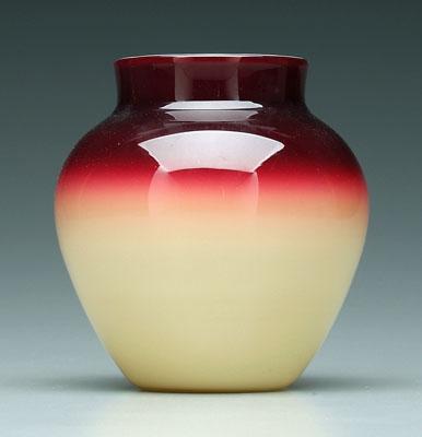 Appraisal: Wheeling peachblow vase glossy finish collared rim - in Minor