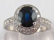 Appraisal: An carat white gold sapphire and diamond ring sapphire approx