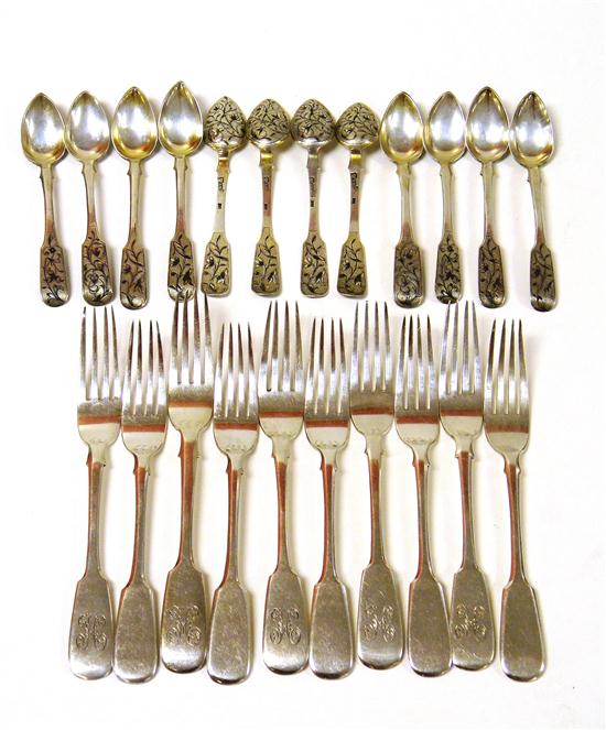 Appraisal: Russian '' '' silver pieces including twelve matching coffee spoons