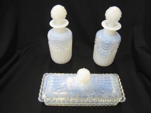 Appraisal: Sevres Art Glass Dresser Set pair of cologne bottles and