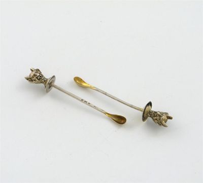 Appraisal: A pair of Edwardian novelty silver cayenne pepper spoons by