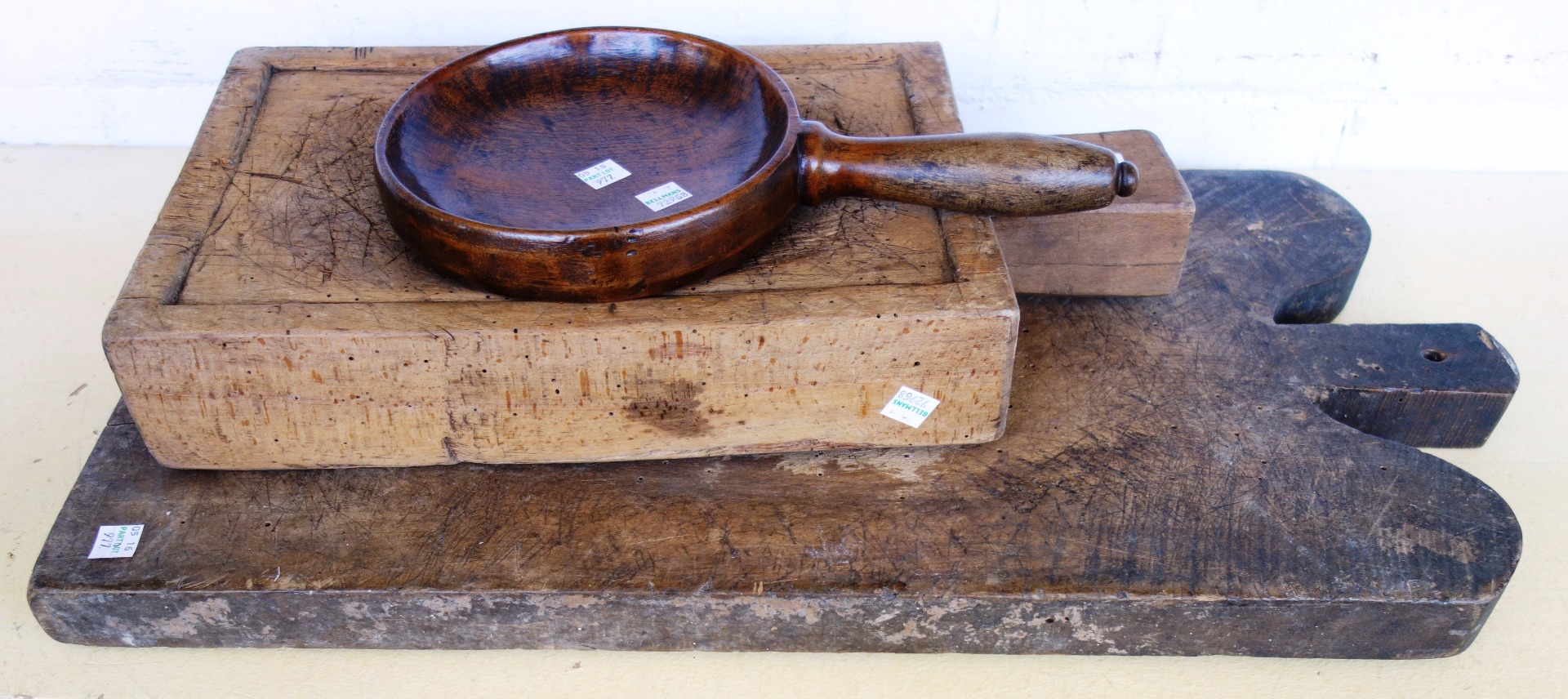 Appraisal: Four Continental soft wood chopping boards early th century each