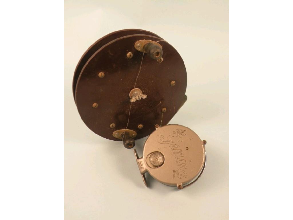 Appraisal: A metal fishing reel 'The Gemina and a Scarborough type