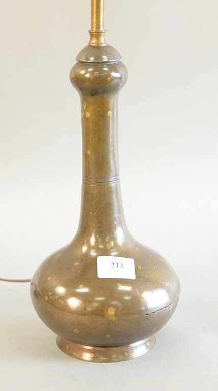 Appraisal: Chinese gilt speckled bronze bottle vase now drilled and mounted