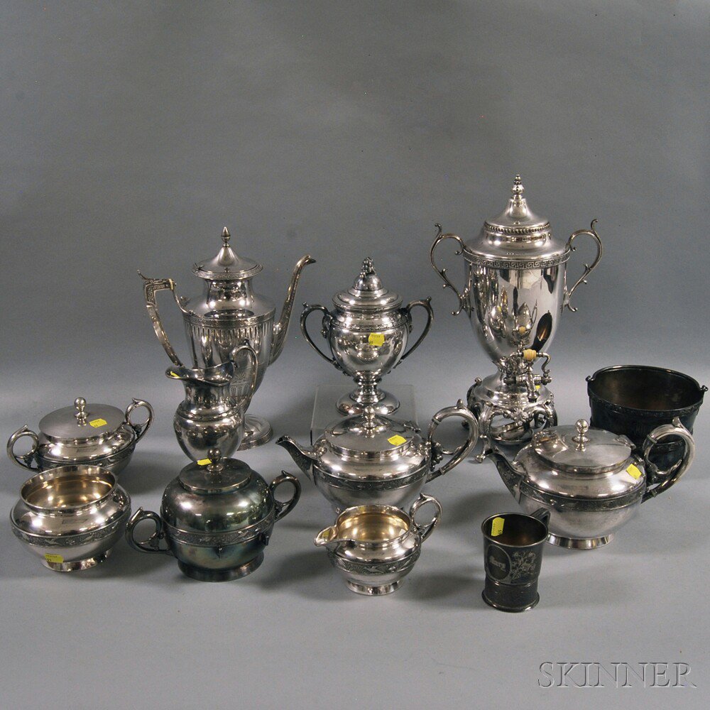 Appraisal: Twelve Pieces of Mostly Silver-plated Tableware a six-piece Rogers Bros